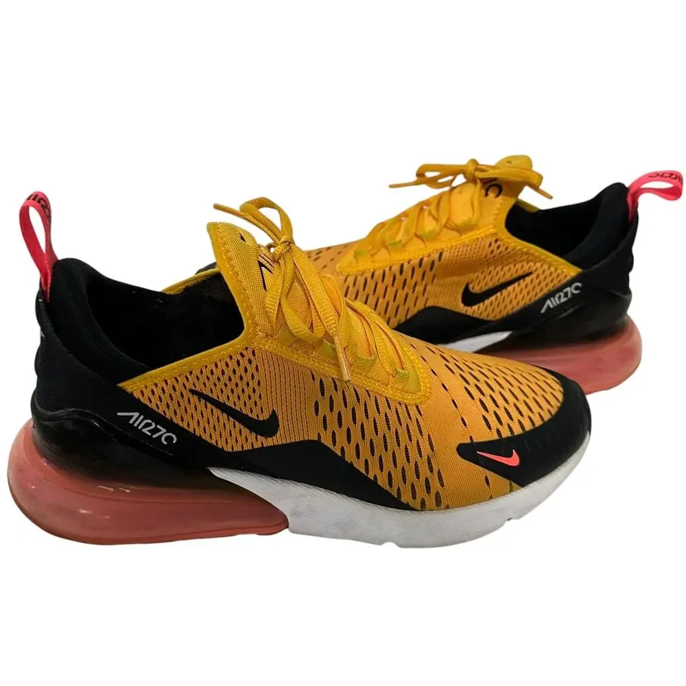 Nike Air Max 270 Tiger Uni Gold Black Hot Punch Sneakers Men's (8.5) AH8050-004